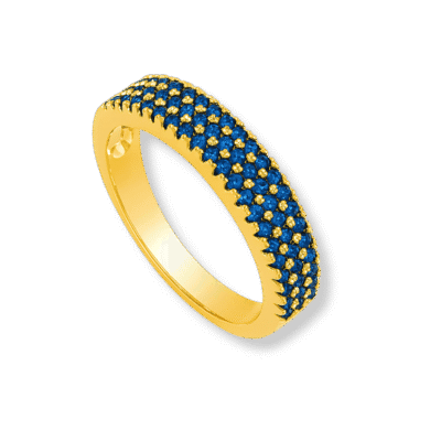 Anel Dante com Pedras Azul Banhado a Ouro 18K