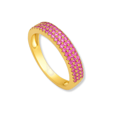 Anel Dante com Pedras Rosas Banhado a Ouro 18K