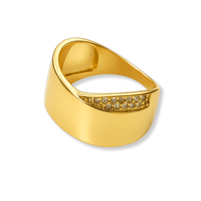 Anel Trabalhado com Pedras Banhado de Ouro