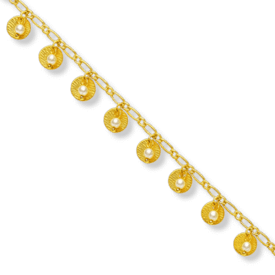 Pulseira de Contas Redonda Banhado a Ouro