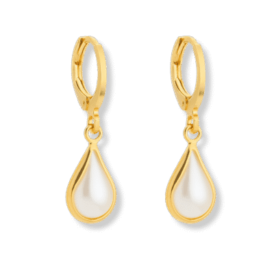 Brinco de Perola em Estilo Gota Banhado a Ouro