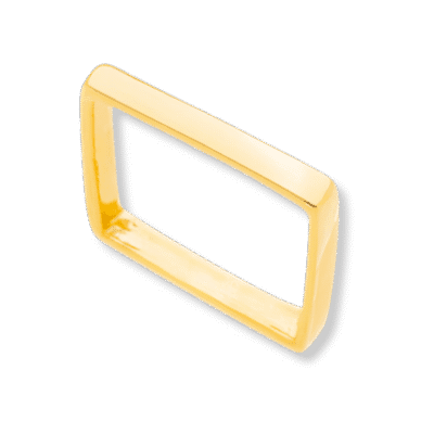 Anel Estilo Reto com Fromato Quadrado Banhado